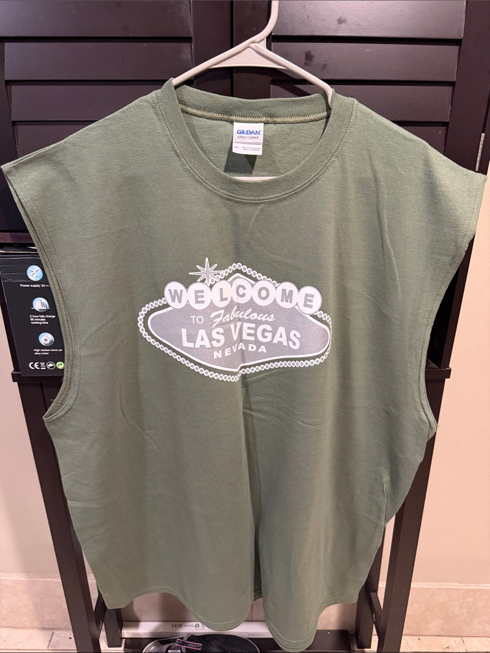 Gildan Olive Green Las Vegas Graphic Tank Top